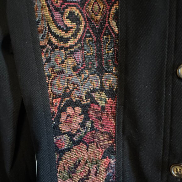 Jessica Howard Women's Jacket Size 10 Fine Corduroy Look Tapestry Inset Button - Picture 4 of 8